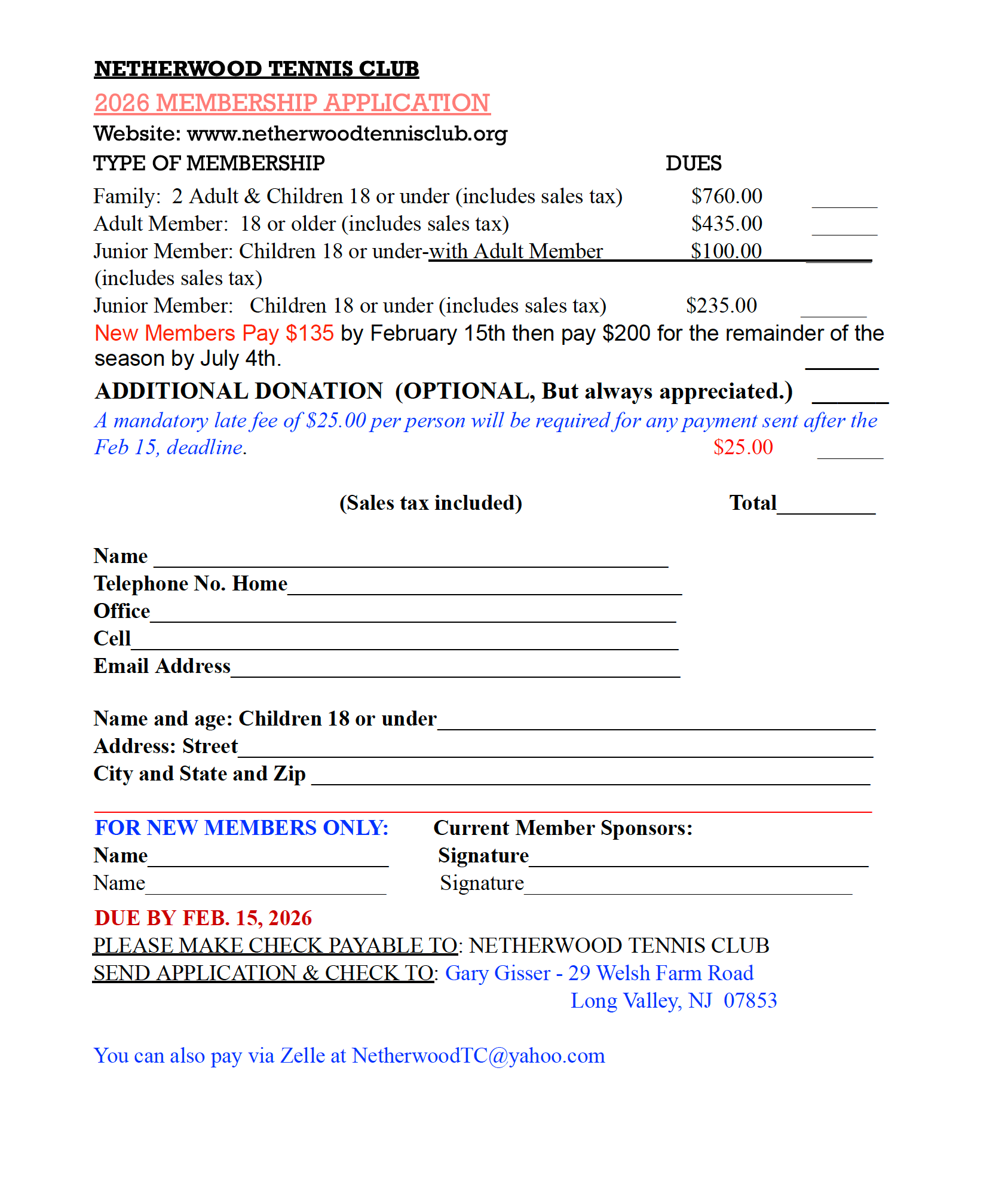 2026 membership application
